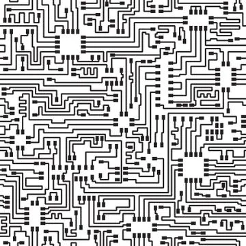 Seamless hi-tech electronic vector pattern Stockillustratie
