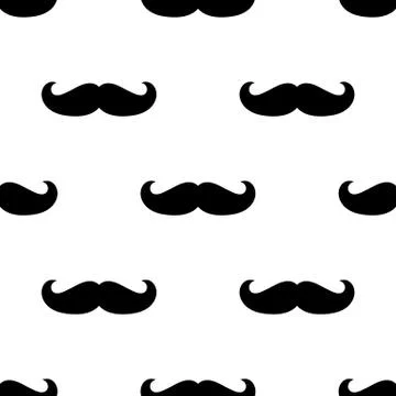 Seamless hipster mustache pattern background vector image Stock Illustration