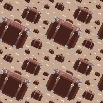 Seamless hipster pattern with retro suitcase Stock Illustration