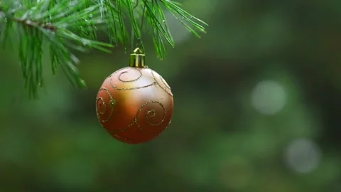 Seamless Holiday Loop of Bauble Ornament and Blinking Bokeh Lights Stockbeeldmateriaal 344391379