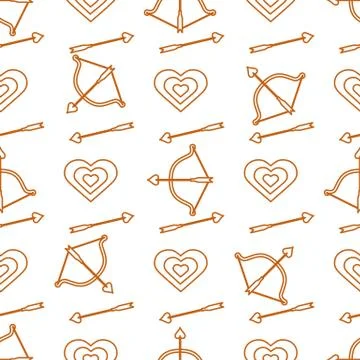 Seamless holiday pattern. Bow, arrows, hearts. イラスト素材