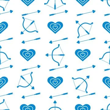 Seamless holiday pattern. Bow, arrows, hearts. Stockillustratie