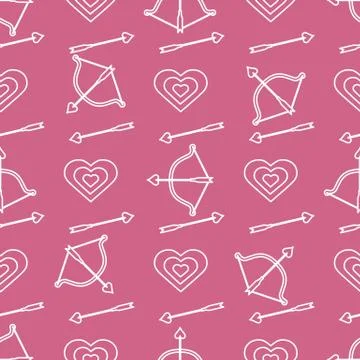 Seamless holiday pattern. Bow, arrows, hearts. イラスト素材