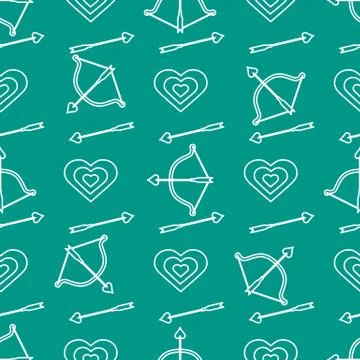 Seamless holiday pattern. Bow, arrows, hearts. イラスト素材