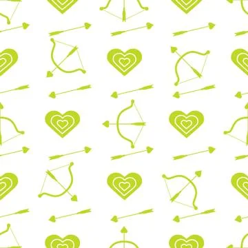 Seamless holiday pattern. Bow, arrows, hearts. 库存插图