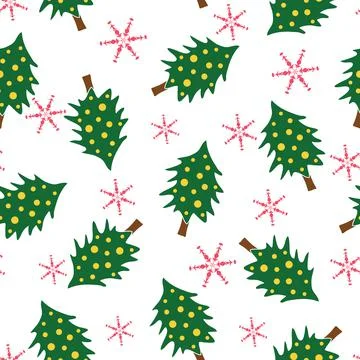 Seamless holiday pattern, Christmas trees Stock Illustration