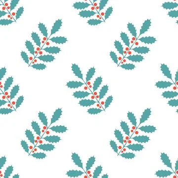 Seamless holly pattern Stock Illustration