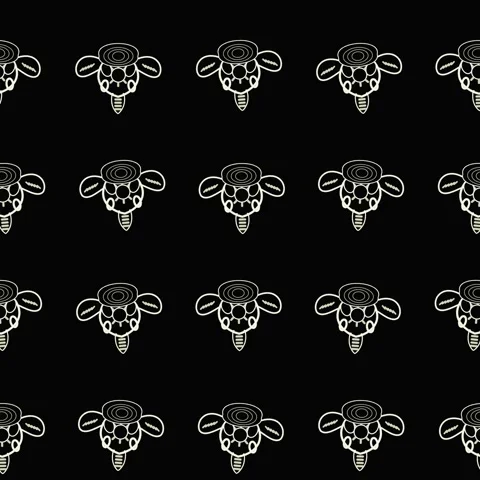 Seamless honeybee pattern on black background | Nature insect doodle repeat.. Stock Footage 345689143