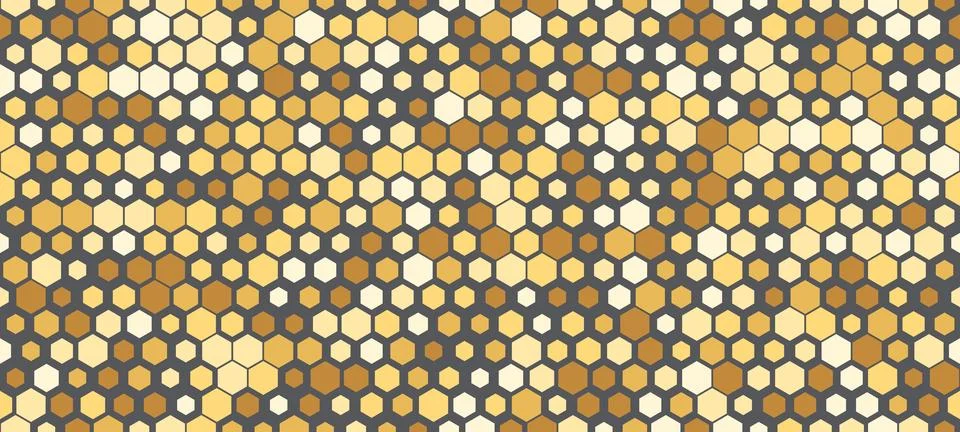 Seamless honeycomb pattern with yellow hexagonal cells. Abstract geometric .. 스톡 일러스트