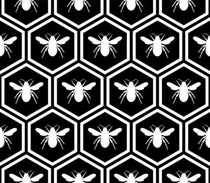 Seamless Honeycomb Shape Motifs Pattern, Beehive or Bee House Form Stock Illustration