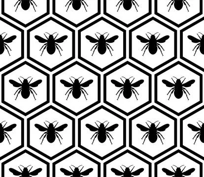 Seamless Honeycomb Shape Motifs Pattern, Beehive or Bee House Form Stock Illustration