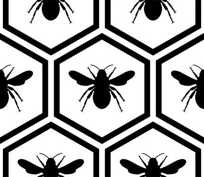 Seamless Honeycomb Shape Motifs Pattern, Beehive or Bee House Form Stock Illustration