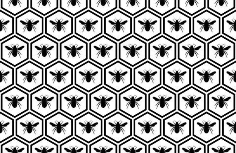 Seamless Honeycomb Shape Motifs Pattern, Beehive or Bee House Form Illustrazione stock