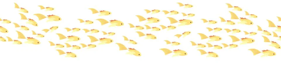 Seamless horizontal banner pattern with shells, bubbles, seaweed, fish, coral Illustrazione stock