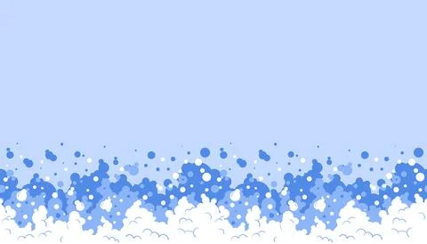 A seamless horizontal border of blue and white soap bubbles creates a froth.. Stock-Illustration