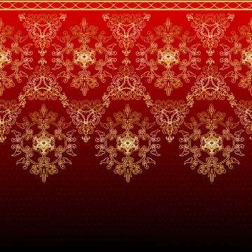 Seamless horizontal damask  pattern Stock Illustration