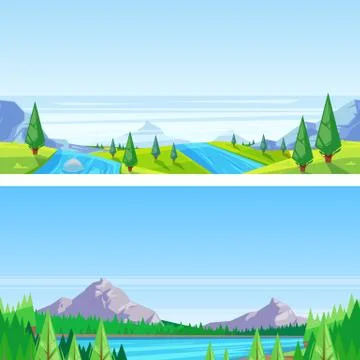 Seamless horizontal landscape background. Vector illustration of mountains, h Stock Illustration