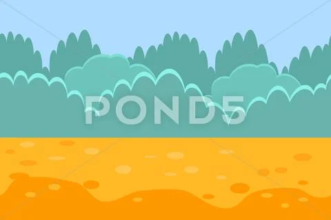 Seamless Horizontal Landscape for a Game, Bushes and Sand Stock Illustration