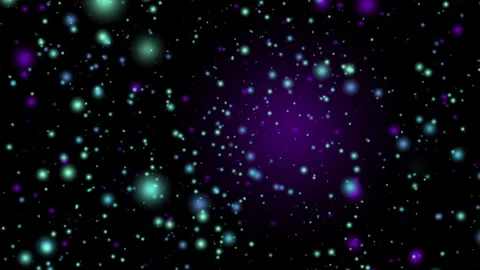 A seamless horizontal loop of floating blue and teal glowing particles over a Stock Footage 322202327