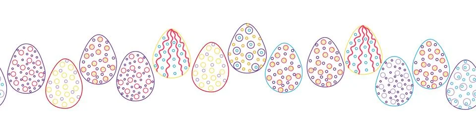 A seamless horizontal pattern with Easter eggs, outline design. A banner feat イラスト素材