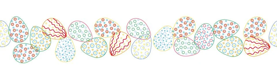 A seamless horizontal pattern with Easter eggs, outline design. A banner feat イラスト素材