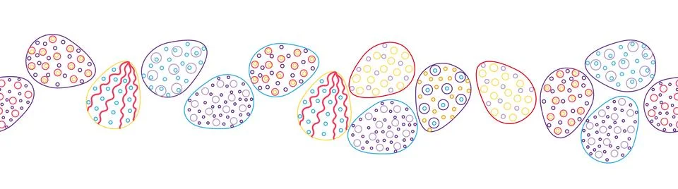 A seamless horizontal pattern with Easter eggs, outline design. A banner feat イラスト素材