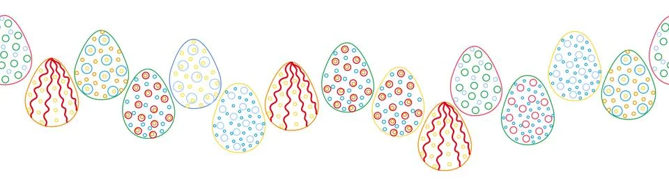 A seamless horizontal pattern with Easter eggs, outline design. A banner feat イラスト素材