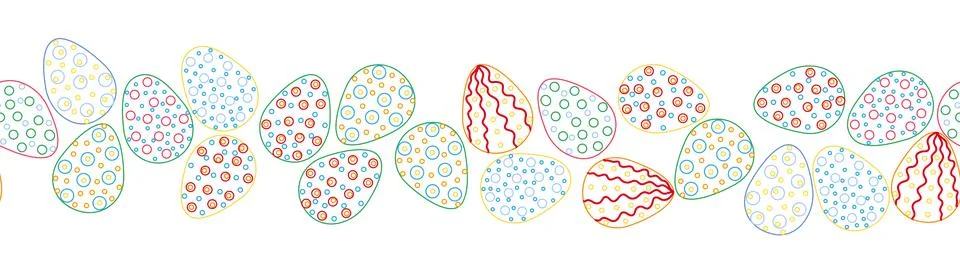 A seamless horizontal pattern with Easter eggs, outline design. A banner feat イラスト素材