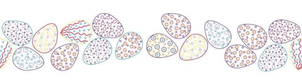 A seamless horizontal pattern with Easter eggs, outline design. A banner feat イラスト素材