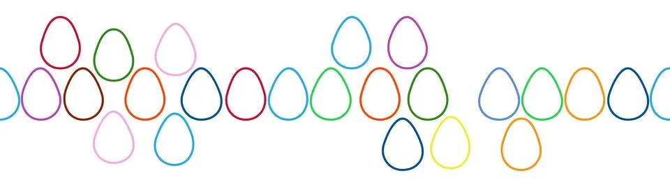 A seamless horizontal pattern with Easter eggs, outline design. A banner feat イラスト素材