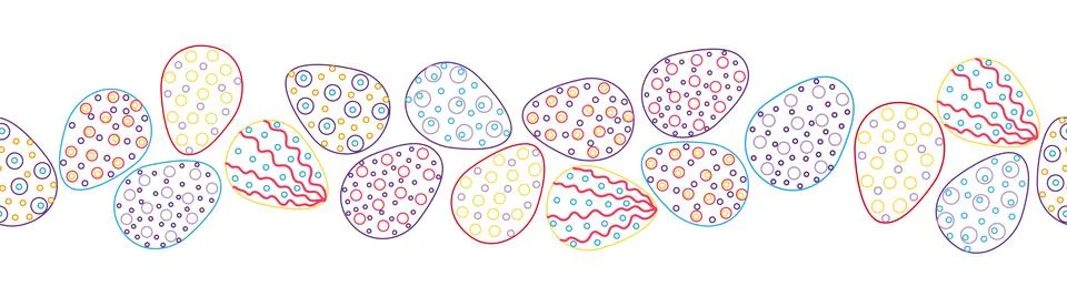 A seamless horizontal pattern with Easter eggs, outline design. A banner feat イラスト素材
