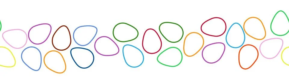 A seamless horizontal pattern with Easter eggs, outline design. A banner feat イラスト素材
