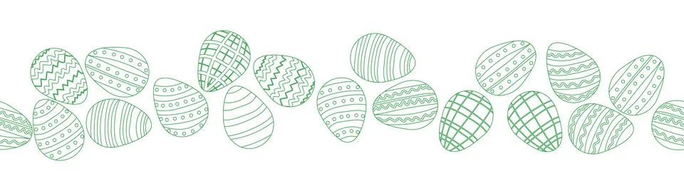 A seamless horizontal pattern with Easter eggs, outline design. A banner feat イラスト素材