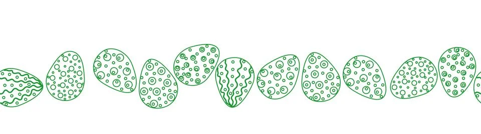 A seamless horizontal pattern with Easter eggs, outline design. A banner feat Stockillustratie