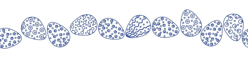 A seamless horizontal pattern with Easter eggs, outline design. A banner feat イラスト素材