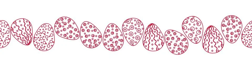 A seamless horizontal pattern with Easter eggs, outline design. A banner feat イラスト素材