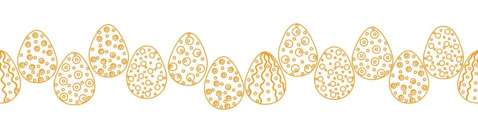 A seamless horizontal pattern with Easter eggs, outline design. A banner feat イラスト素材