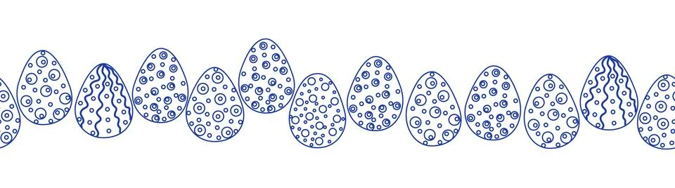 A seamless horizontal pattern with Easter eggs, outline design. A banner feat Illustrazione stock