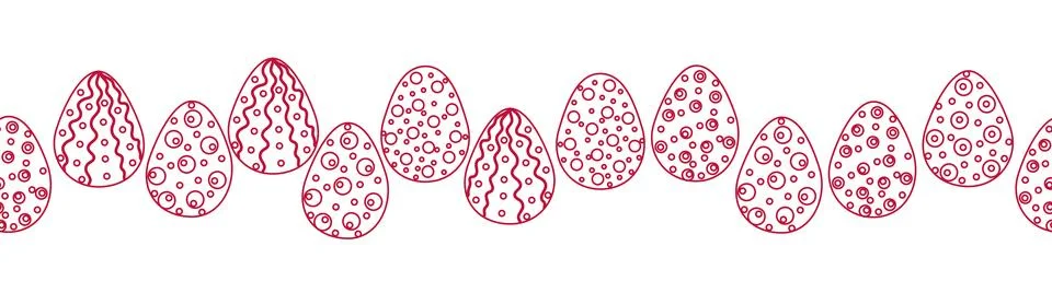 A seamless horizontal pattern with Easter eggs, outline design. A banner feat イラスト素材