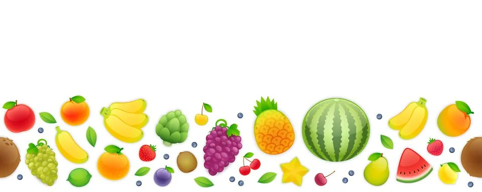 Seamless Horizontal Pattern with Fruits Stock Illustration