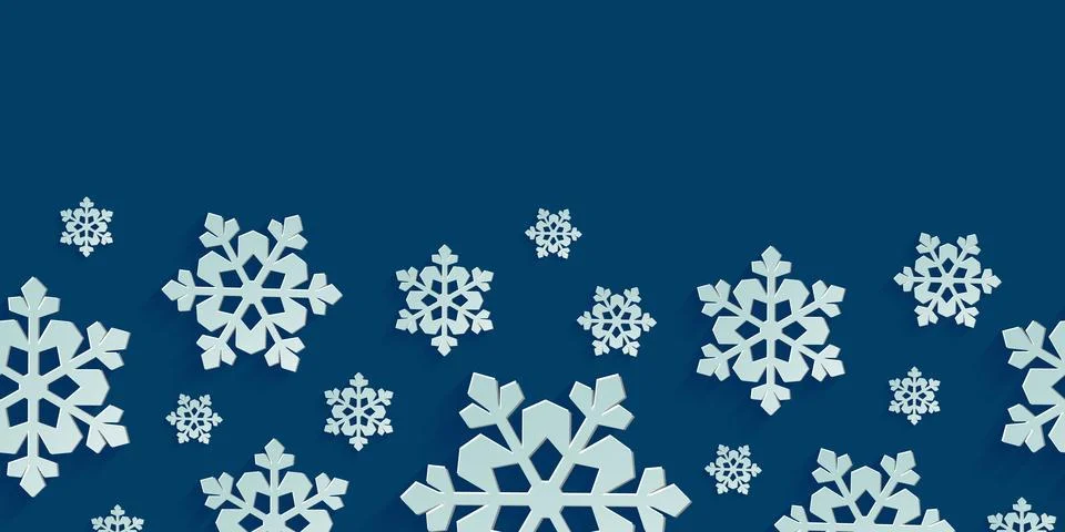 Seamless horizontal pattern with paper cut snowflakes. Stockillustratie