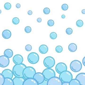 Seamless horizontal pattern with soap bubbles, seamless footer, naive and simple Stockillustratie