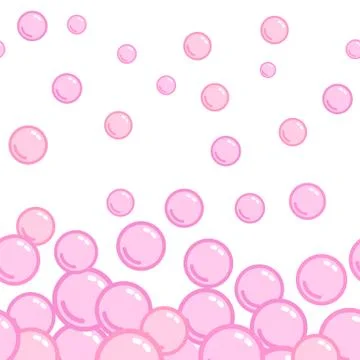 Seamless horizontal pattern with soap bubbles, seamless footer, naive and sim Stock Illustration