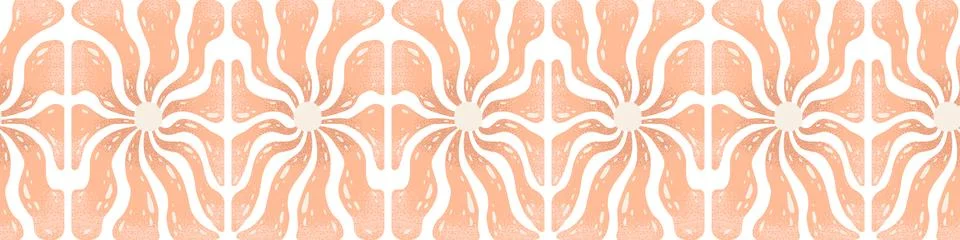 Seamless horizontal vector pattern with abstract hand drawn flowers isolate.. Stock Illustration