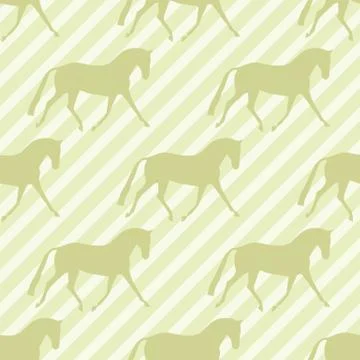 Seamless horse pattern. Realistic vector silhouette, flat style. Pastel diago Stock Illustration