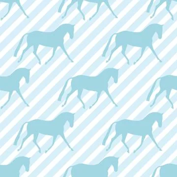 Seamless horse pattern. Realistic vector silhouette, flat style. Pastel diago Illustrazione stock