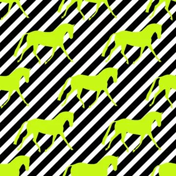 Seamless horse pattern. Realistic vector silhouette, flat style. Pastel diago Stock Illustration