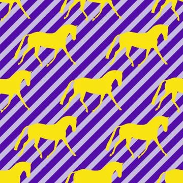 Seamless horse pattern. Realistic vector silhouette, flat style. Pastel diago Illustrazione stock