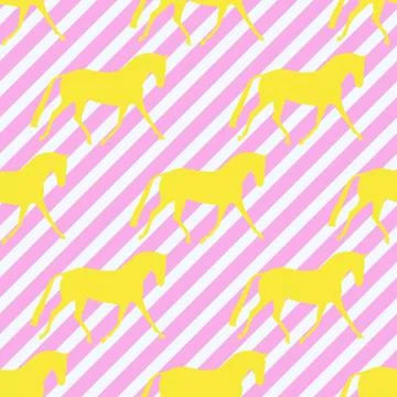 Seamless horse pattern. Realistic vector silhouette, flat style. Pastel diago Stock Illustration