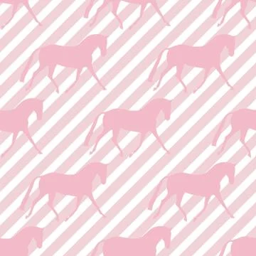 Seamless horse pattern. Realistic vector silhouette, flat style. Pastel diago Stock Illustration